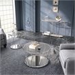 Furniture of America Miffa Contemporary Metal 3-Piece Coffee Table Set in Chrome
