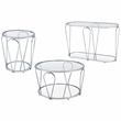 Furniture of America Miffa Contemporary Metal 3-Piece Coffee Table Set in Chrome