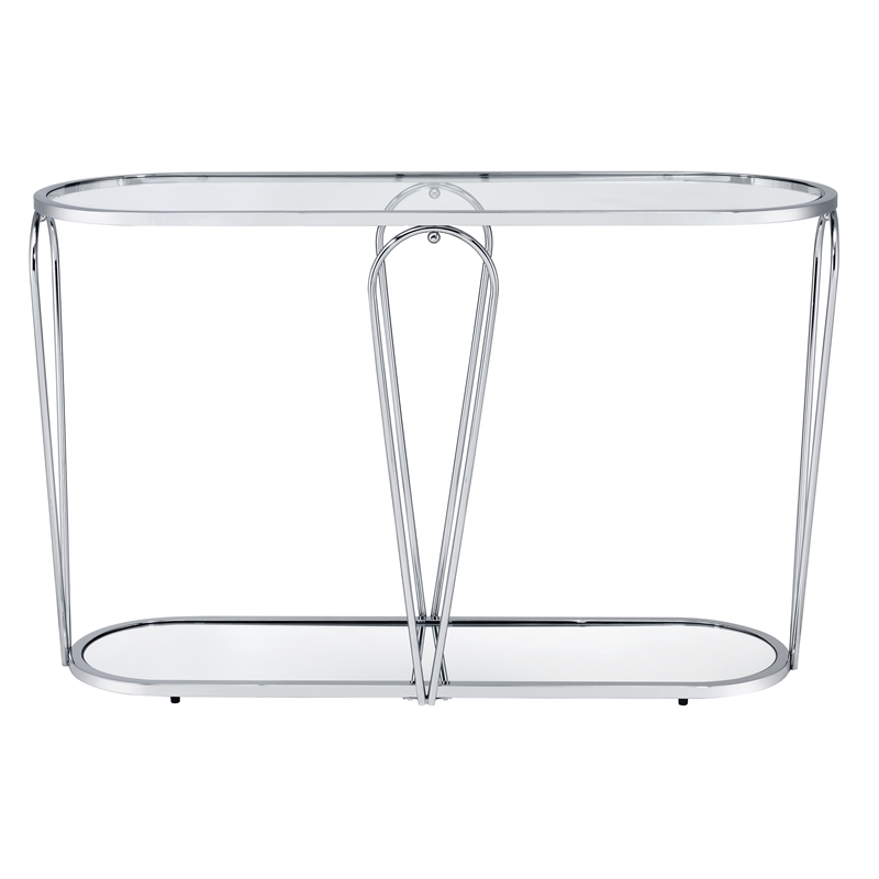 Furniture of America Miffa Contemporary Metal 3-Piece Coffee Table Set in Chrome