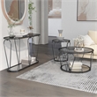 Furniture of America Miffa Contemporary Metal 3-Piece Coffee Table Set in Black