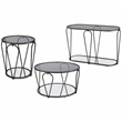 Furniture of America Miffa Contemporary Metal 3-Piece Coffee Table Set in Black