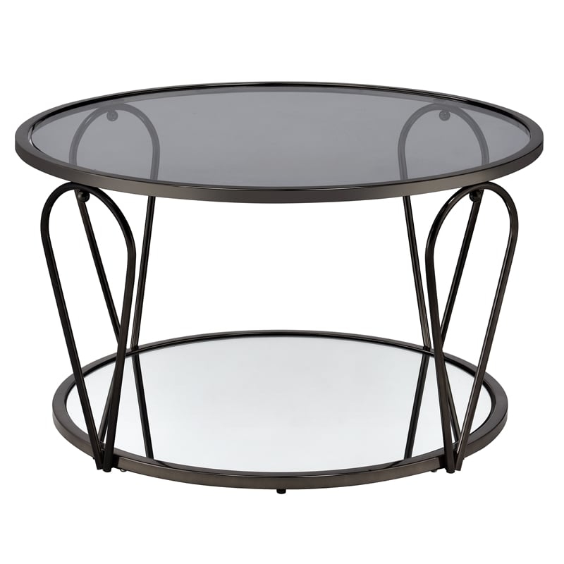 Furniture of America Miffa Contemporary Metal 3-Piece Coffee Table Set in Black