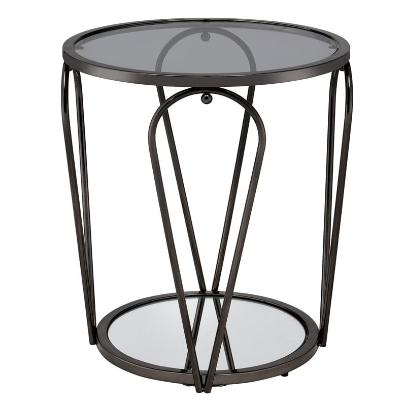 Furniture of America Miffa Contemporary Metal 3-Piece Coffee Table Set in Black