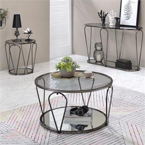 furniture of america miffa contemporary metal 3-piece coffee table set