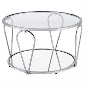 Furniture of America Miffa Contemporary Metal 1-Shelf Coffee Table in Chrome