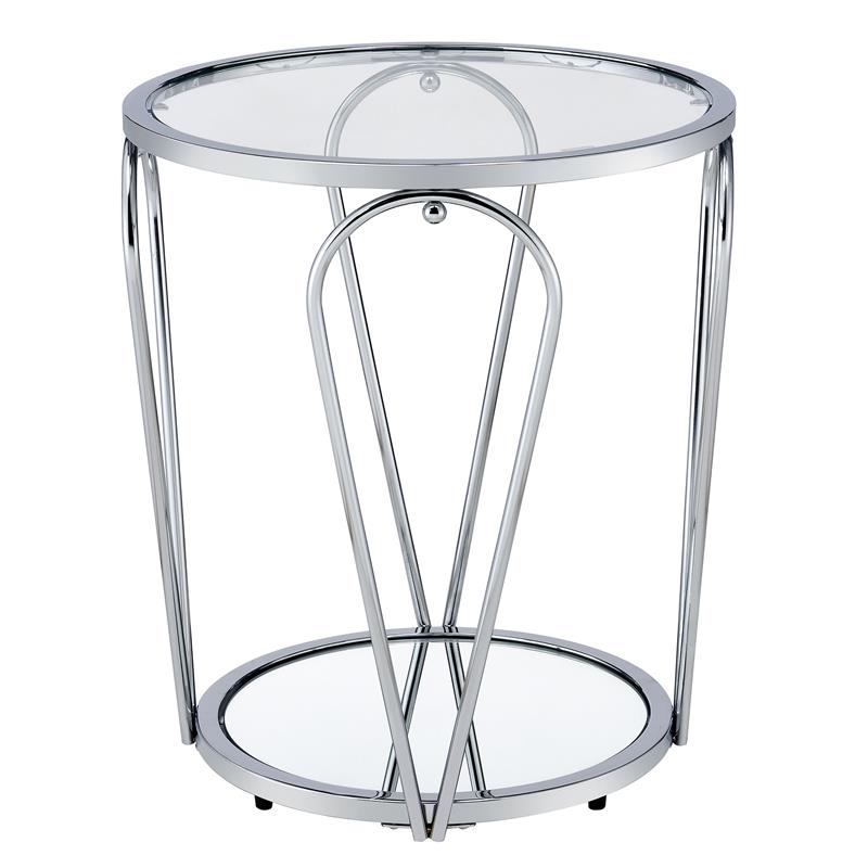 Furniture of America Miffa Contemporary Metal 1-Shelf End Table in Chrome