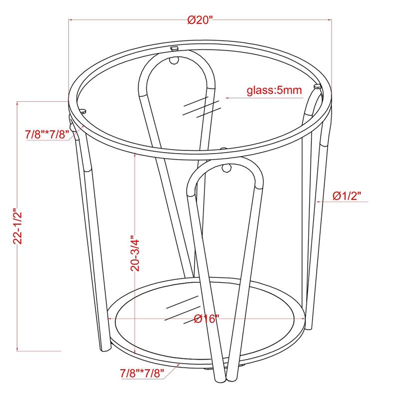 Furniture of America Miffa Contemporary Metal 1-Shelf End Table in Chrome
