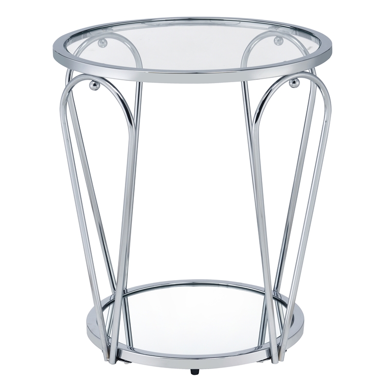 Furniture of America Miffa Contemporary Metal 1-Shelf End Table in Chrome