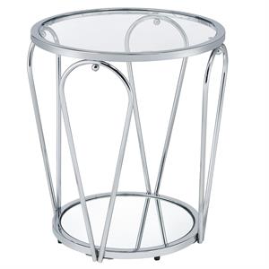 Furniture of America Miffa Contemporary Metal 1-Shelf End Table in Chrome