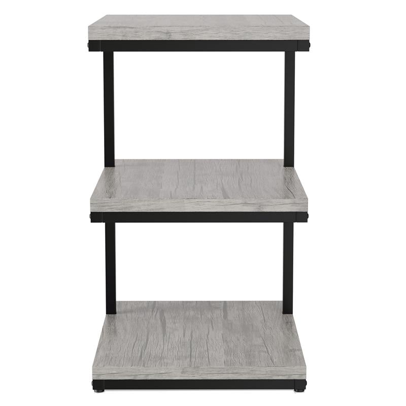 Furniture of America Neeva Industrial Metal 3-Shelf Side Table in Light Gray
