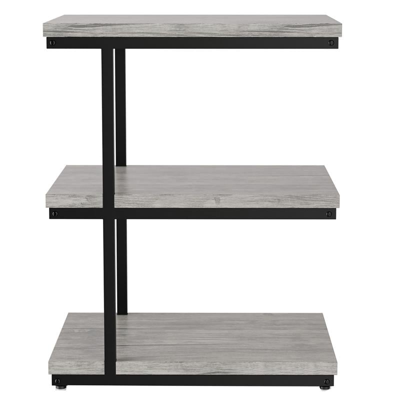 Furniture of America Neeva Industrial Metal 3-Shelf Side Table in Light Gray