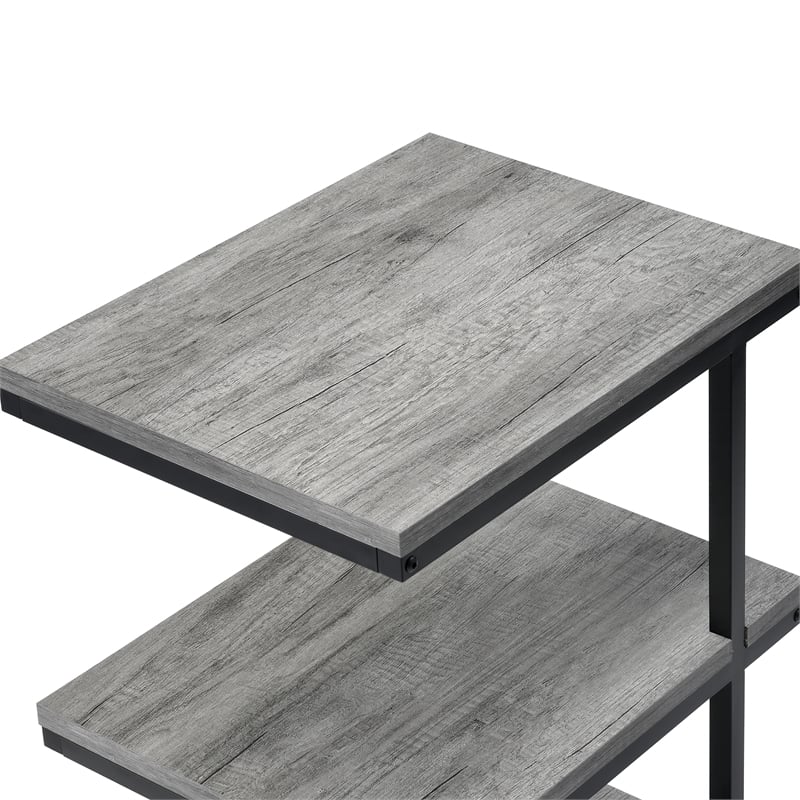 Furniture of America Neeva Industrial Metal 3-Shelf Side Table in Light Gray
