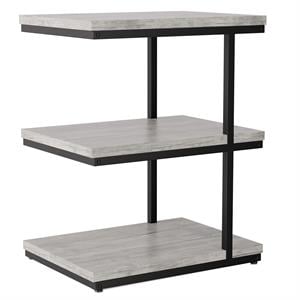 Furniture of America Neeva Industrial Metal 3-Shelf Side Table in Light Gray