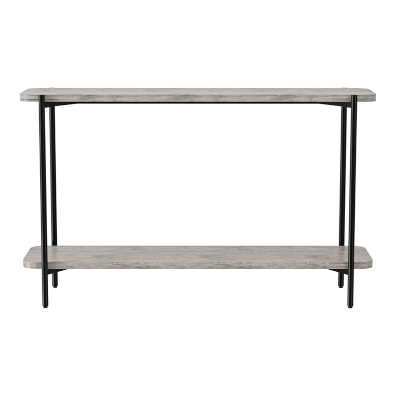 Furniture of America Elgun Metal 1-Shelf Console Table in Black and Gray