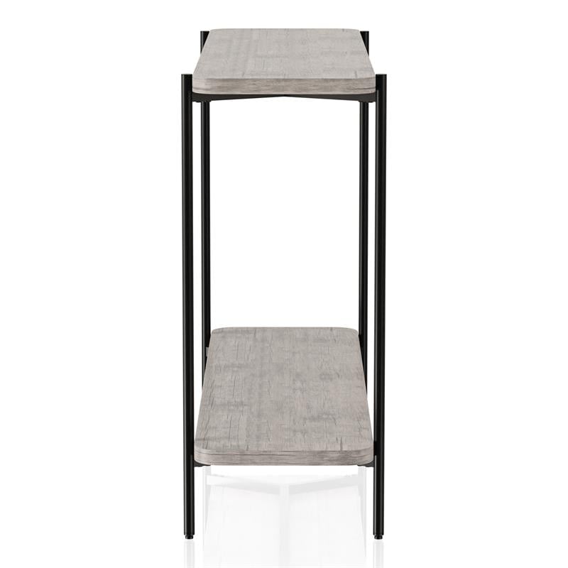 Furniture of America Elgun Metal 1-Shelf Console Table in Black and Gray