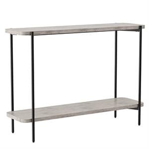 Furniture of America Elgun Metal 1-Shelf Console Table in Black and Gray