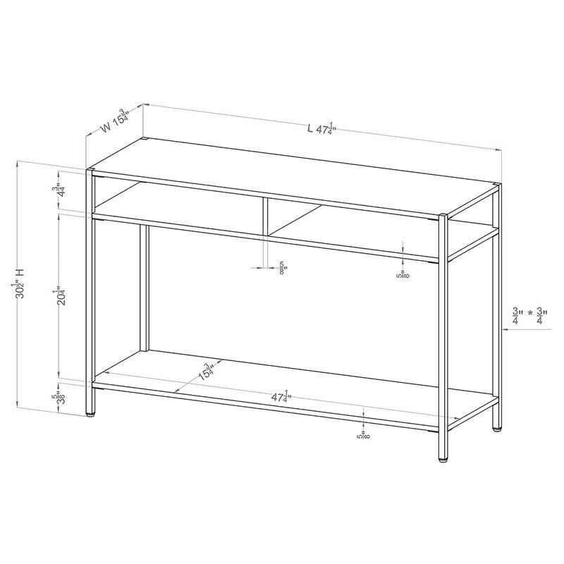 Furniture of America Mirah Contemporary Metal 3-Shelf Console Table in Black