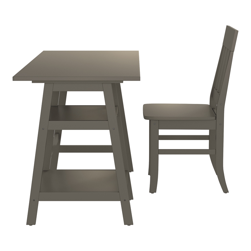 Furniture of America Prenna Wood 2-Piece Writing Desk and Chair Set in Gray