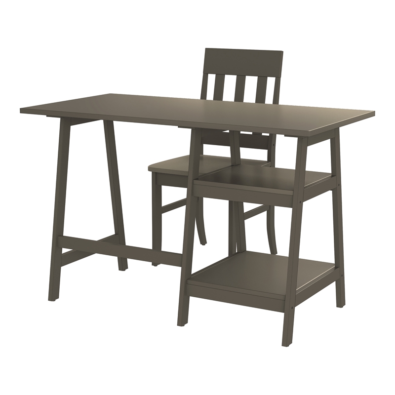 Furniture of America Prenna Wood 2-Piece Writing Desk and Chair Set in Gray