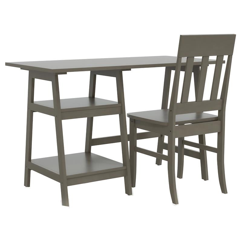 Furniture of America Prenna Wood 2-Piece Writing Desk and Chair Set in Gray