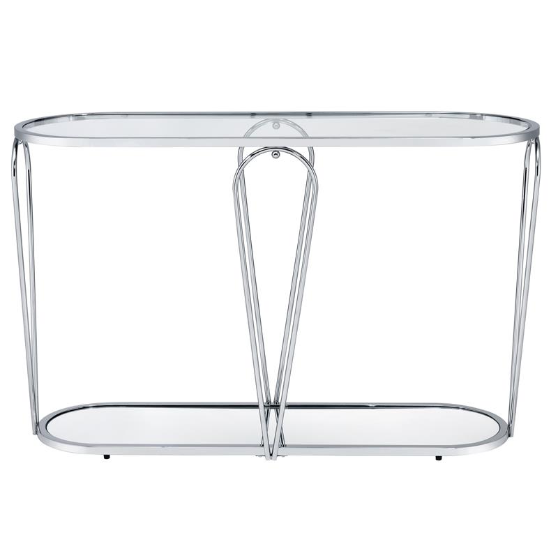 Furniture of America Miffa Contemporary Metal 1-Shelf Console Table in Chrome