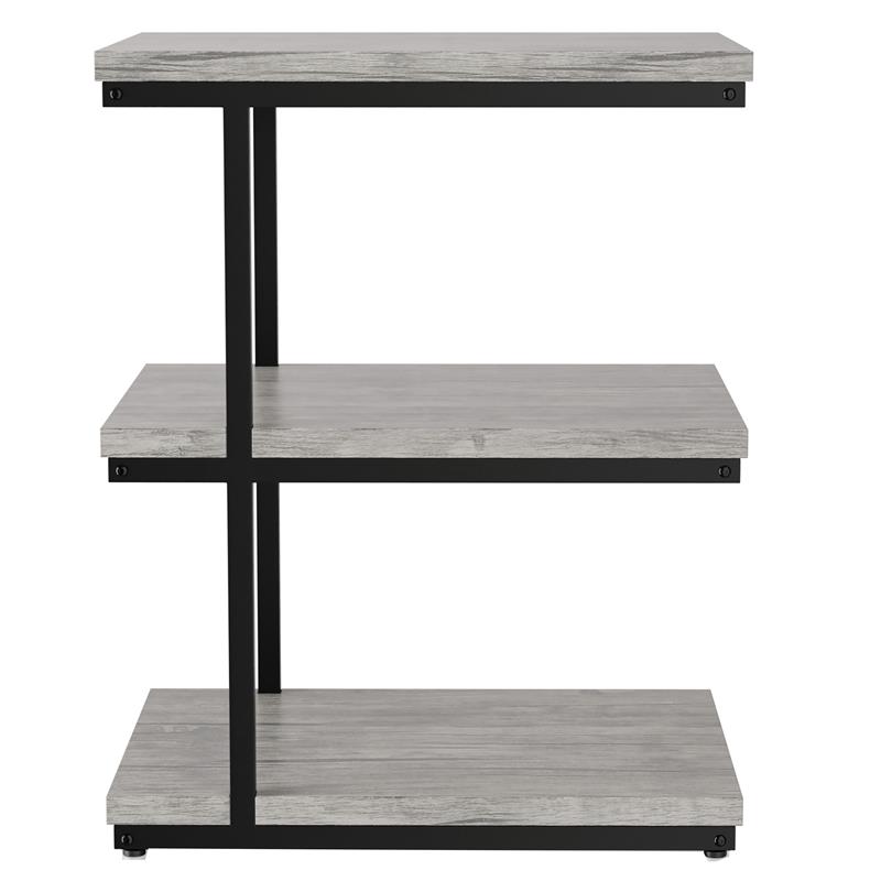 FOA Neeva Industrial Metal 3-Shelf Side Table in Light Gray Set of 2