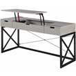 FOA 2-Piece 60 Inch Light Gray Wood Lift Top Desk and Home Office Chair Set