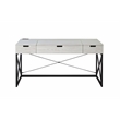 FOA 2-Piece 60 Inch Antique White Wood Lift Top Desk and Home Office Chair Set