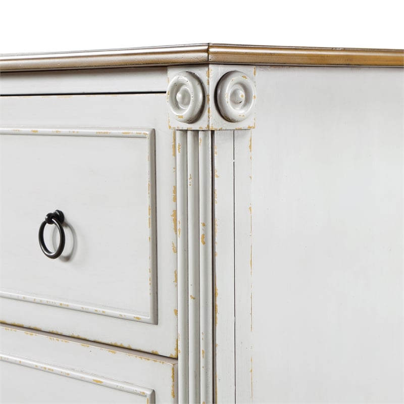 Furniture of America Birch Wood 6-Drawer Double Dresser in Antique White