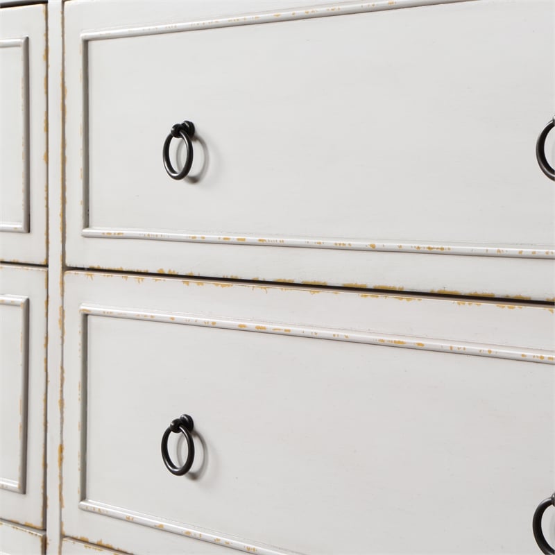 Furniture of America Birch Wood 6-Drawer Double Dresser in Antique White