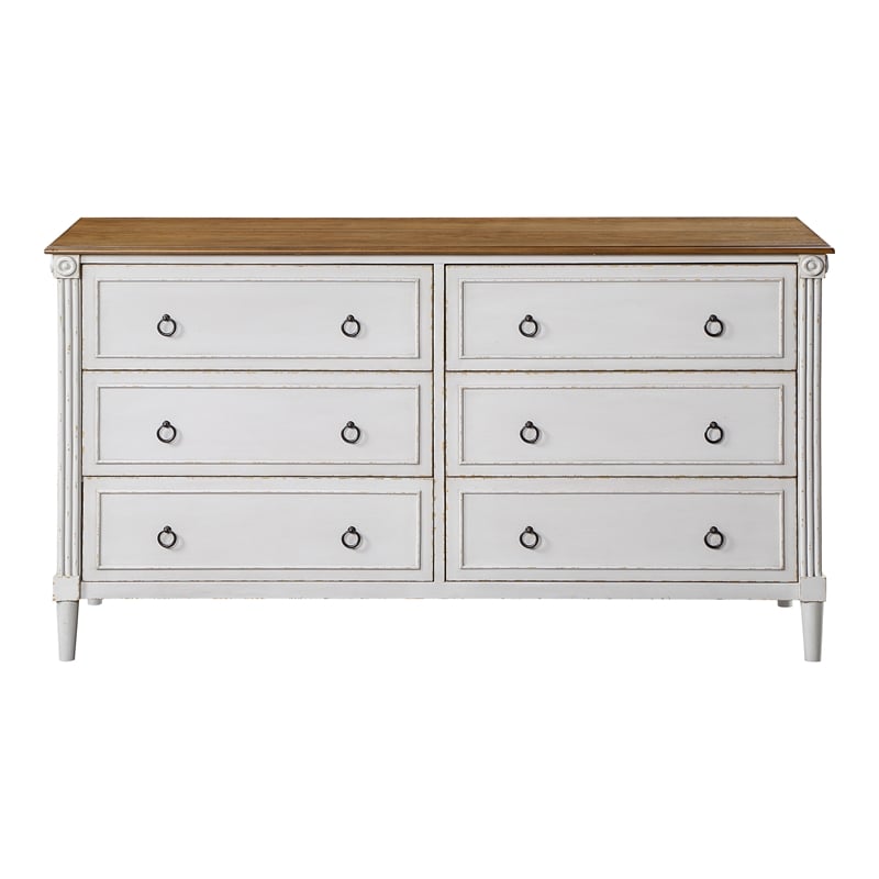Furniture of America Birch Wood 6-Drawer Double Dresser in Antique White