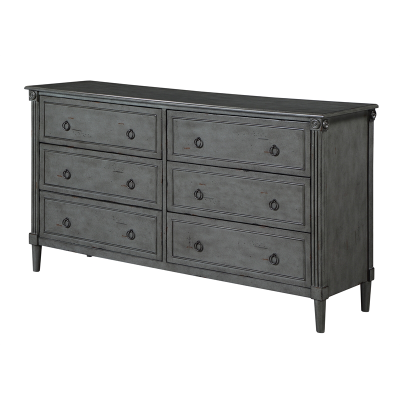 Furniture of America Birch Wood 6-Drawer Double Dresser in Antique Gray