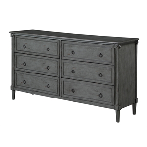 furniture of america birch 6 drawer double dresser in antique gray wood