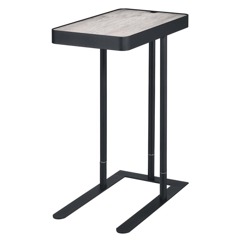 FOA Nince Set of 2 Industrial Metal Height Adjustable Side Table in Gray