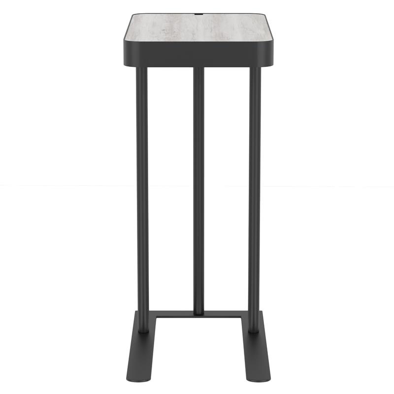 FOA Nince Set of 2 Industrial Metal Height Adjustable Side Table in Gray