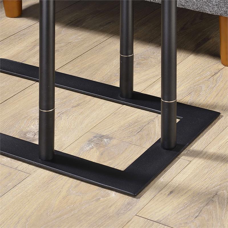 FOA Nince Set of 2 Industrial Metal Height Adjustable Side Table in Gray