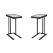 FOA Nince Set of 2 Industrial Metal Height Adjustable Side Table in Gray
