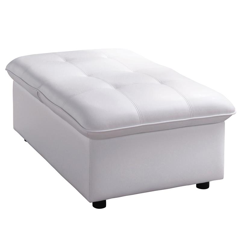 Furniture of America Kamala Faux Leather Tufted Futon Chair in White