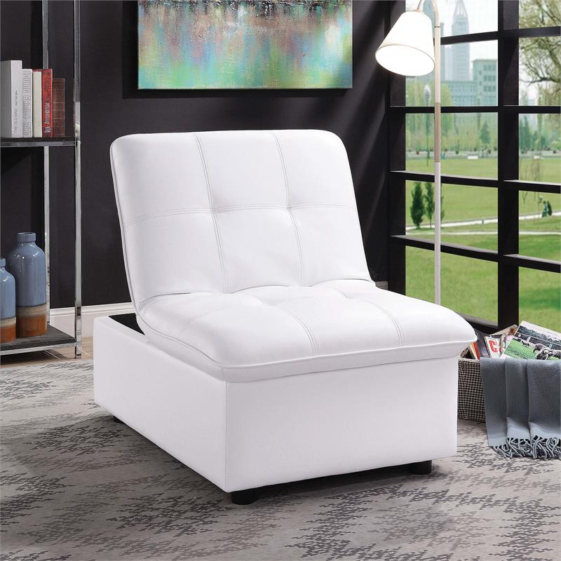 Furniture of America Kamala Faux Leather Tufted Futon Chair in White