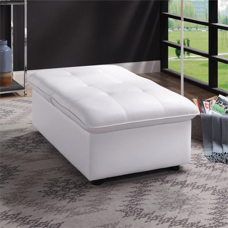 Furniture of America Kamala Faux Leather Tufted Futon Chair in White