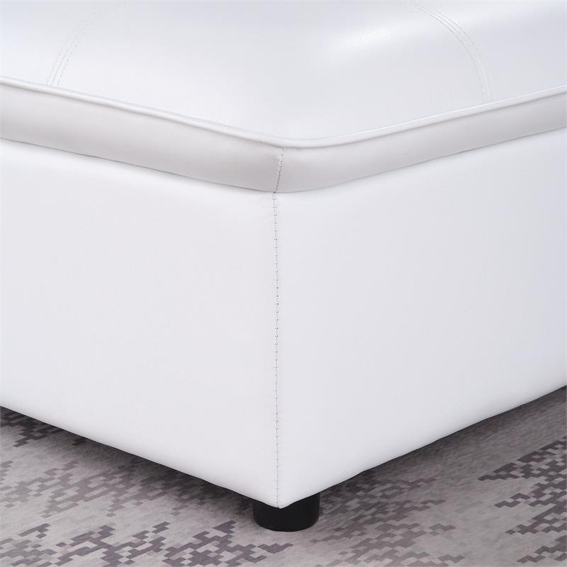 Furniture of America Kamala Faux Leather Tufted Futon Chair in White