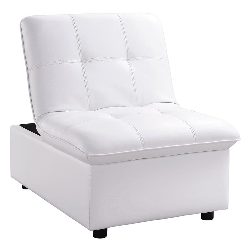 Furniture of America Kamala Faux Leather Tufted Futon Chair in White