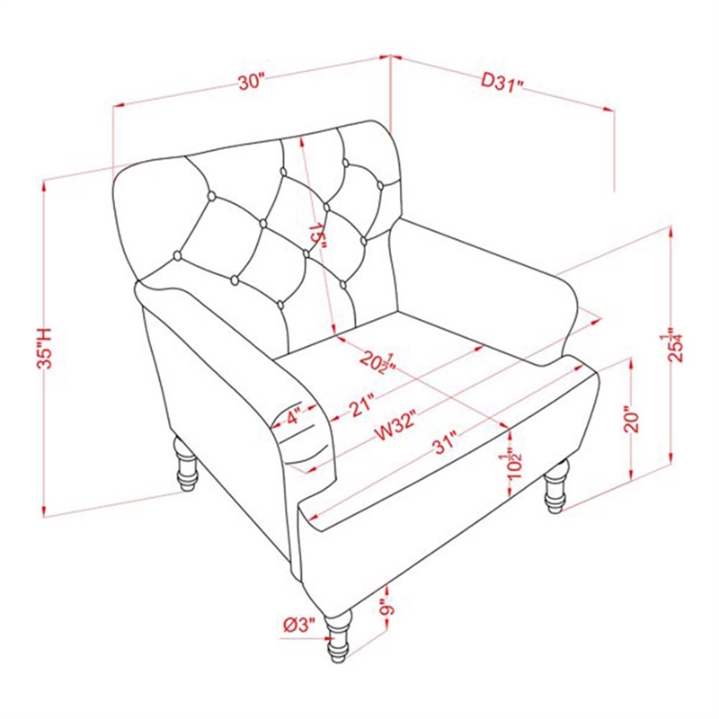 Furniture of America Leith Faux Leather Tufted Accent Chair in Gray