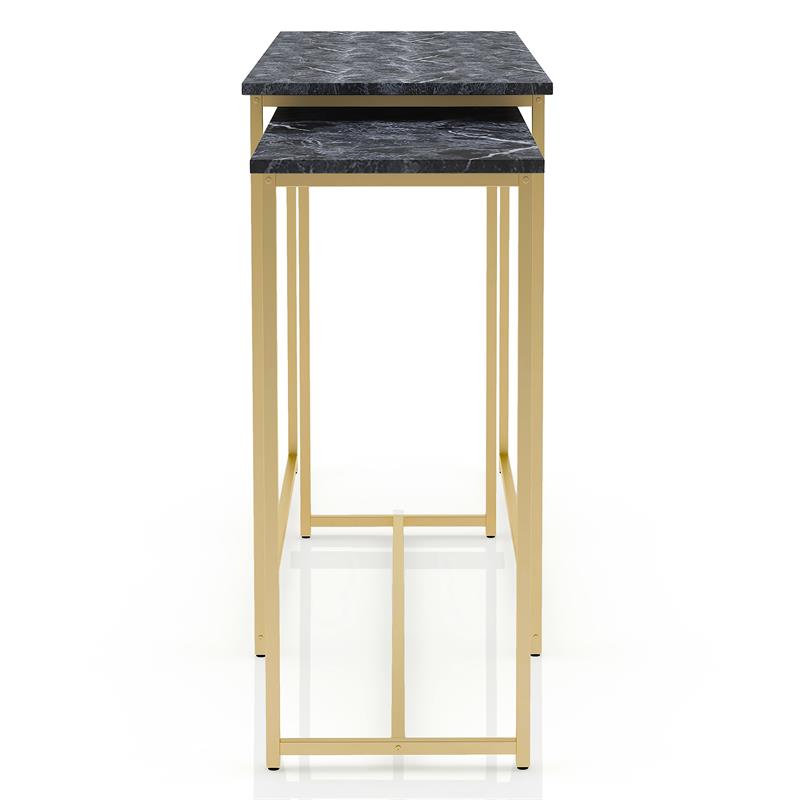 Furniture of America Dallan Metal 2-Piece Nesting Sofa Table in Gold and Black