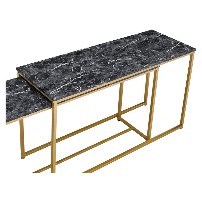 Furniture of America Dallan Metal 2-Piece Nesting Sofa Table in Gold and Black