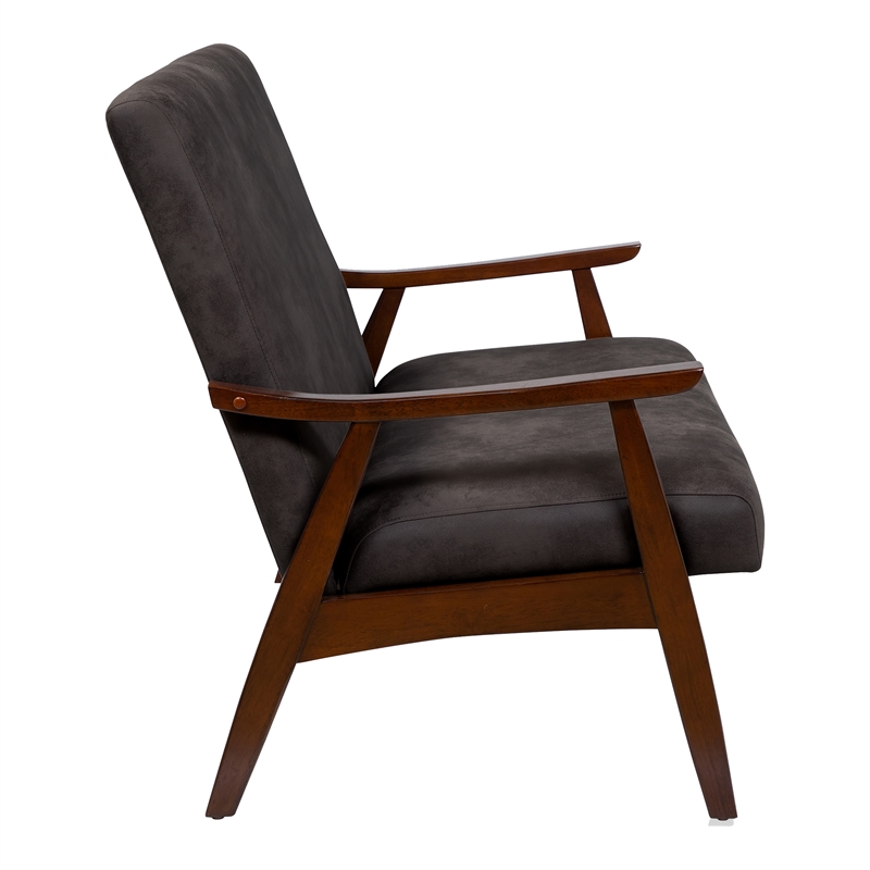 Furniture of America Kikee Faux Leather Cushioned Loveseat Bench in Dark Gray