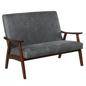 furniture of america kikee modern faux leather cushioned loveseat