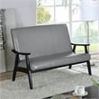 Furniture of America Kikee Faux Leather Cushioned Loveseat Bench in Light Gray