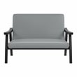 Furniture of America Kikee Faux Leather Cushioned Loveseat Bench in Light Gray