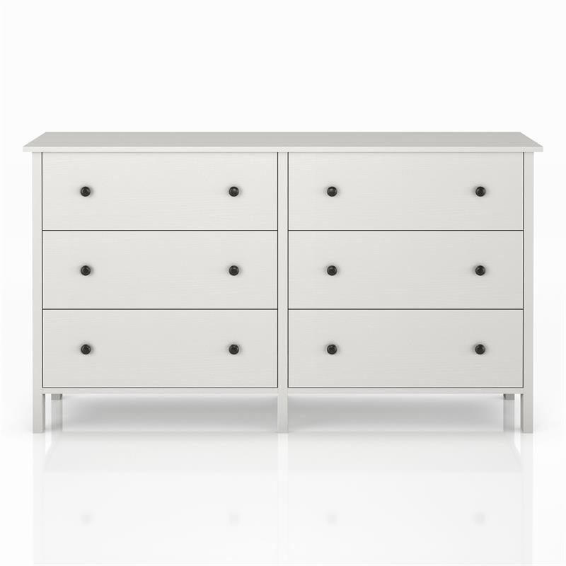 Furniture of America Reyes Rustic Wood 6-Drawer Dresser in White